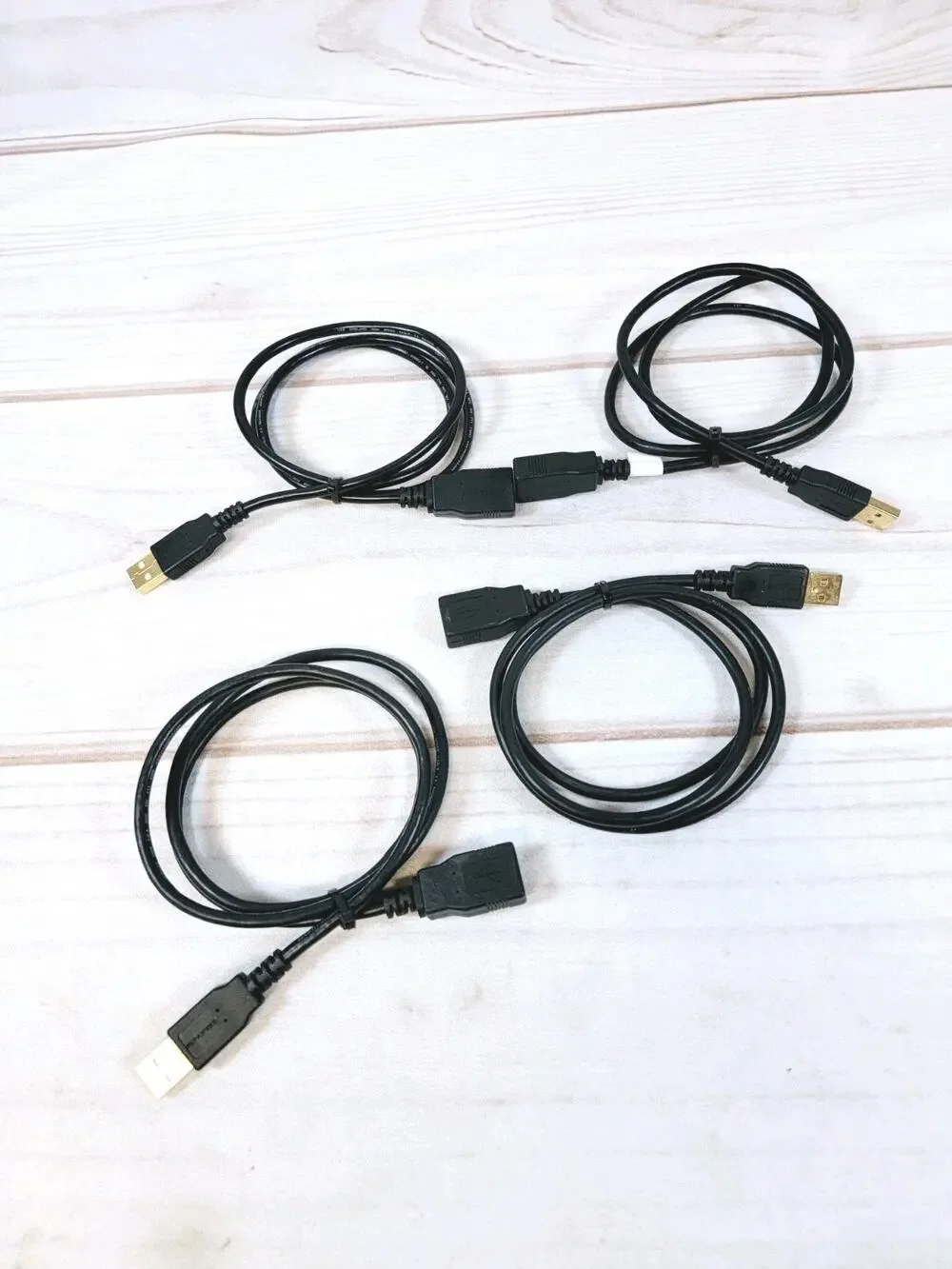 Lot of 4 Monoprice USB-A Male to USB-A Female 2.0 Extension Cables 28/24AWG 3Ft